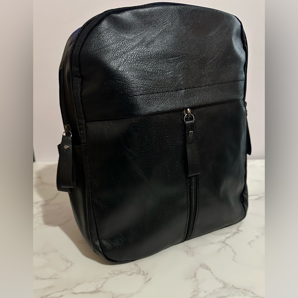 Compact Black Leather Backpack for Men - Everyday Urban Carry